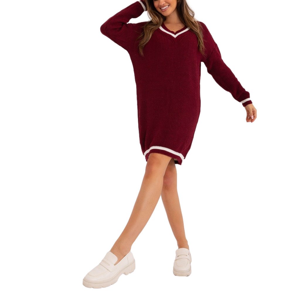 ADRIANNA PAPELL Women’s medium burgundy v-neck tunic sweater or dress NWT